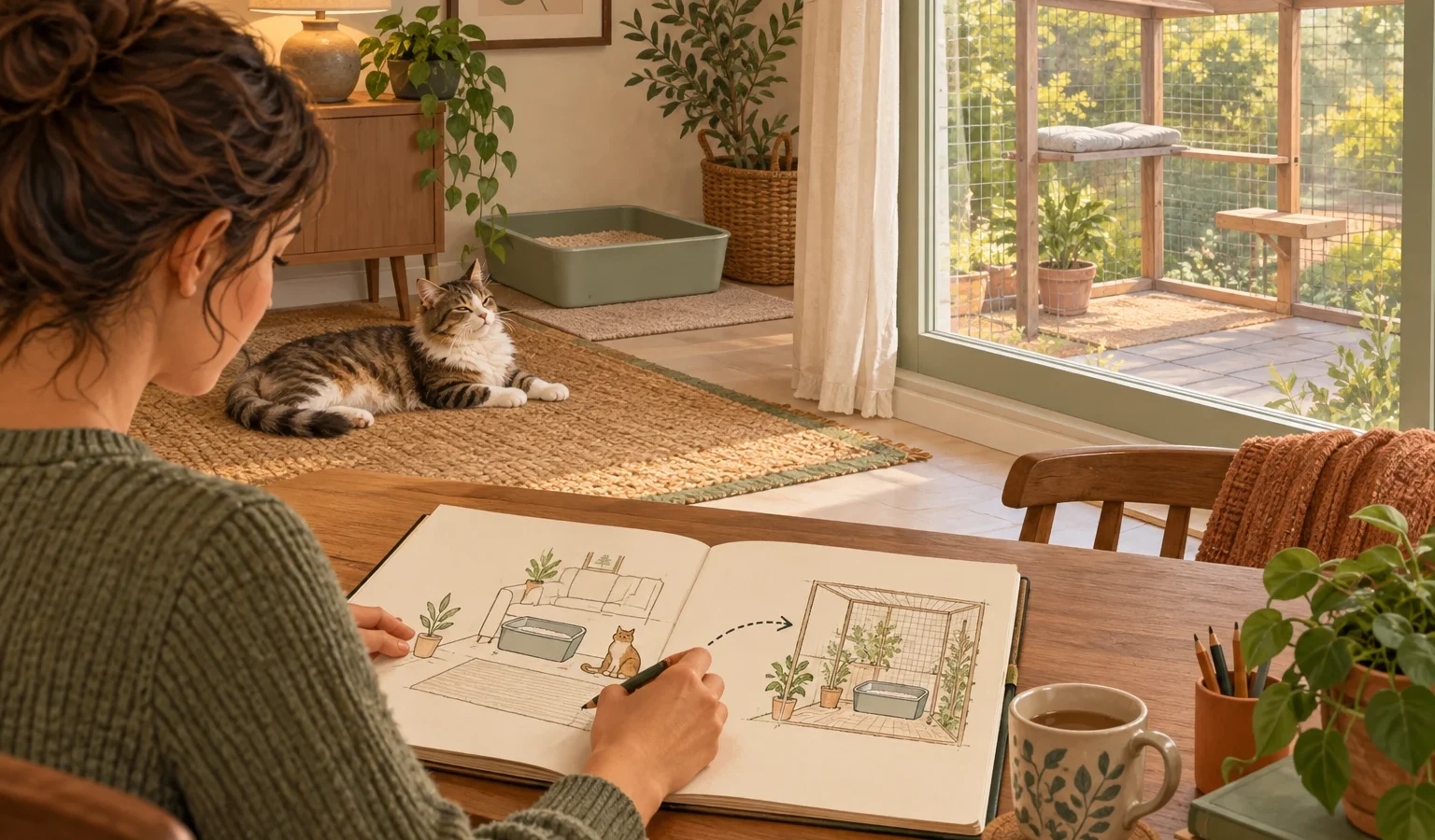 A Litter Box in a Catio: An Access and Cleaning Plan